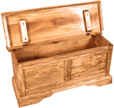 Biscottini Cassapanca Country in legno massello di tiglio finitura naturale L100xPR38xH48 cm. Made in Italy