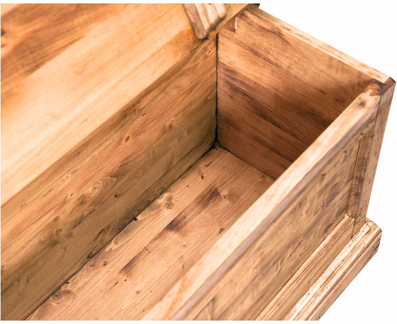 Biscottini Cassapanca Country in legno massello di tiglio finitura naturale L100xPR38xH48 cm. Made in Italy