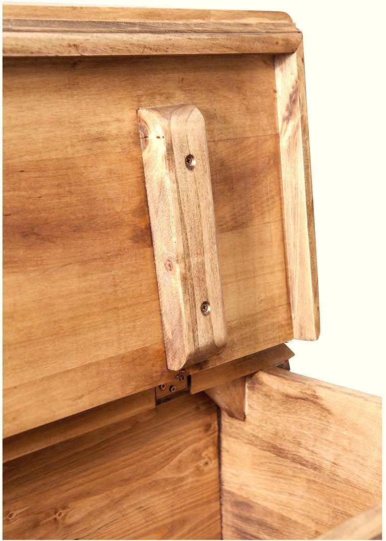 Biscottini Cassapanca Country in legno massello di tiglio finitura naturale L100xPR38xH48 cm. Made in Italy