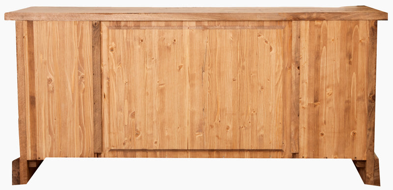 Biscottini Mobile porta Tv Country in legno massello di tiglio finitura naturale L129xPR40xH60 cm. Made in Italy