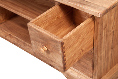 Biscottini Mobile porta Tv Country in legno massello di tiglio finitura naturale L129xPR40xH60 cm. Made in Italy