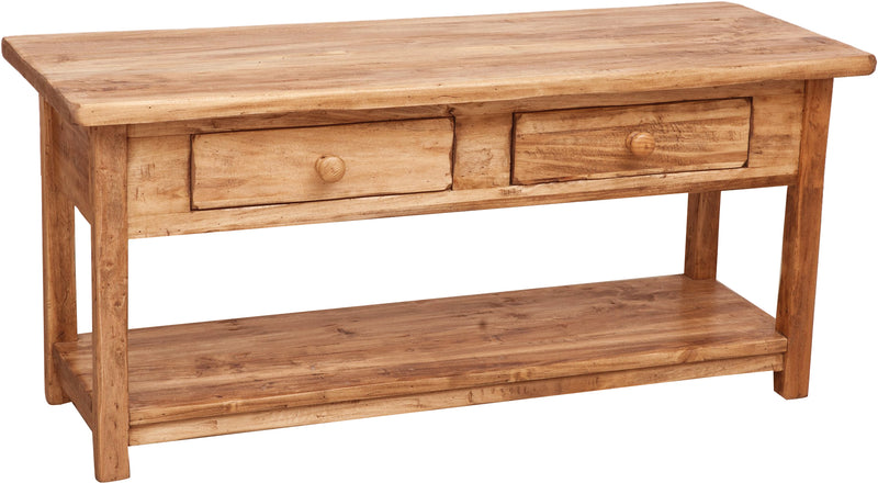 Biscottini Mobile porta tv Country in legno massello di tiglio finitura naturale L110xPR40xH50 cm. Made in Italy