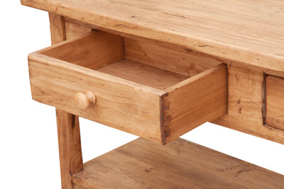 Biscottini Mobile porta tv Country in legno massello di tiglio finitura naturale L110xPR40xH50 cm. Made in Italy