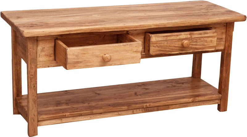 Biscottini Mobile porta tv Country in legno massello di tiglio finitura naturale L110xPR40xH50 cm. Made in Italy