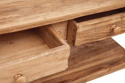 Biscottini Mobile porta tv Country in legno massello di tiglio finitura naturale L110xPR40xH50 cm. Made in Italy