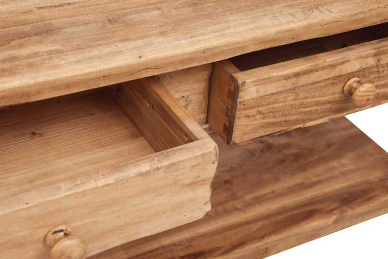 Biscottini Mobile porta tv Country in legno massello di tiglio finitura naturale L110xPR40xH50 cm. Made in Italy