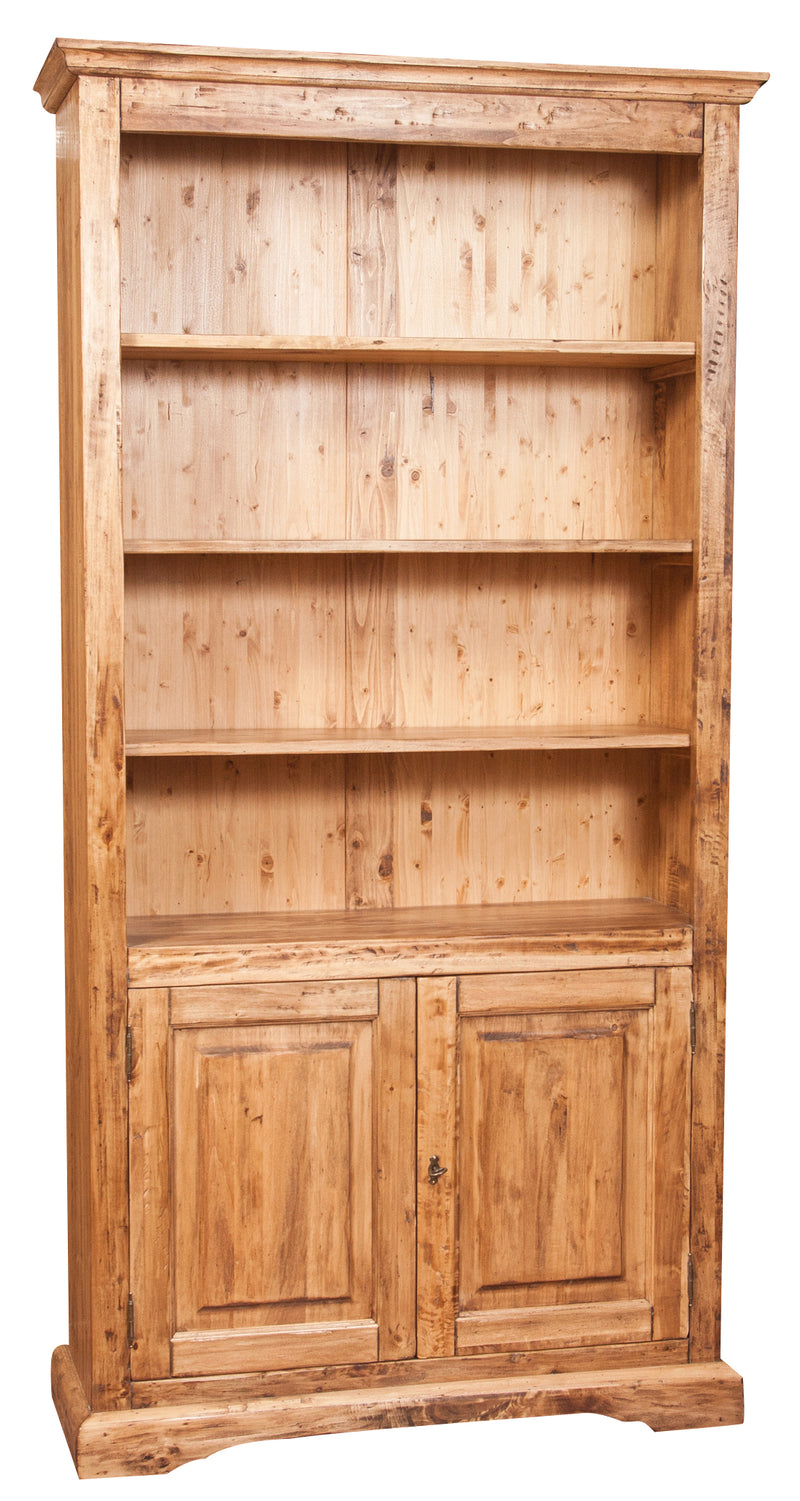Biscottini Libreria in legno massello di tiglio finitura naturale L108xPR38xH211 cm. Made in Italy