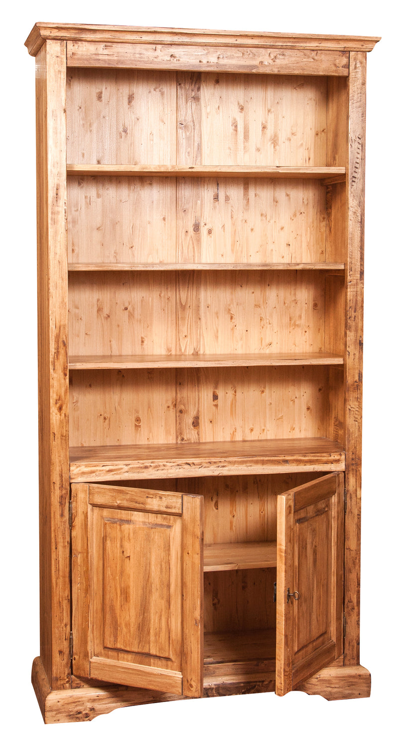 Biscottini Libreria in legno massello di tiglio finitura naturale L108xPR38xH211 cm. Made in Italy