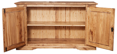 Biscottini Credenza Country in legno massello di tiglio finitura naturale L180xPR58xH105 cm. Made in Italy