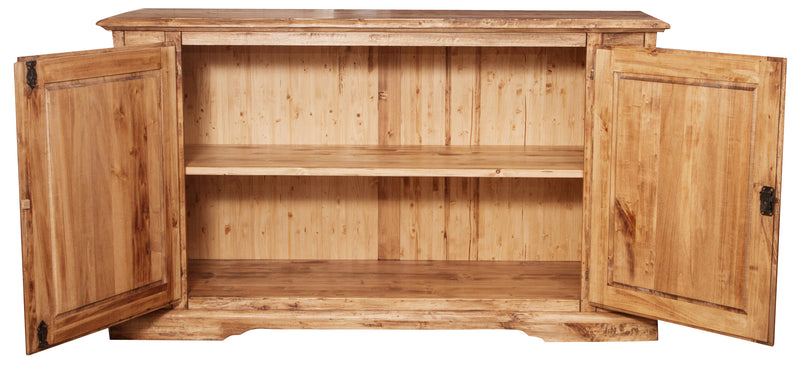 Biscottini Credenza Country in legno massello di tiglio finitura naturale L180xPR58xH105 cm. Made in Italy