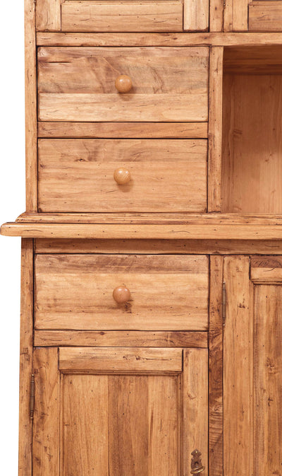 Biscottini Vetrina Country in legno massello di tiglio finitura naturale L156xPR50xH200 cm. Made in Italy