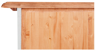 Biscottini Credenza Country in legno massello di tiglio struttura bianca anticata piano finitura naturale L135xPR45xH92 cm. Made in Italy