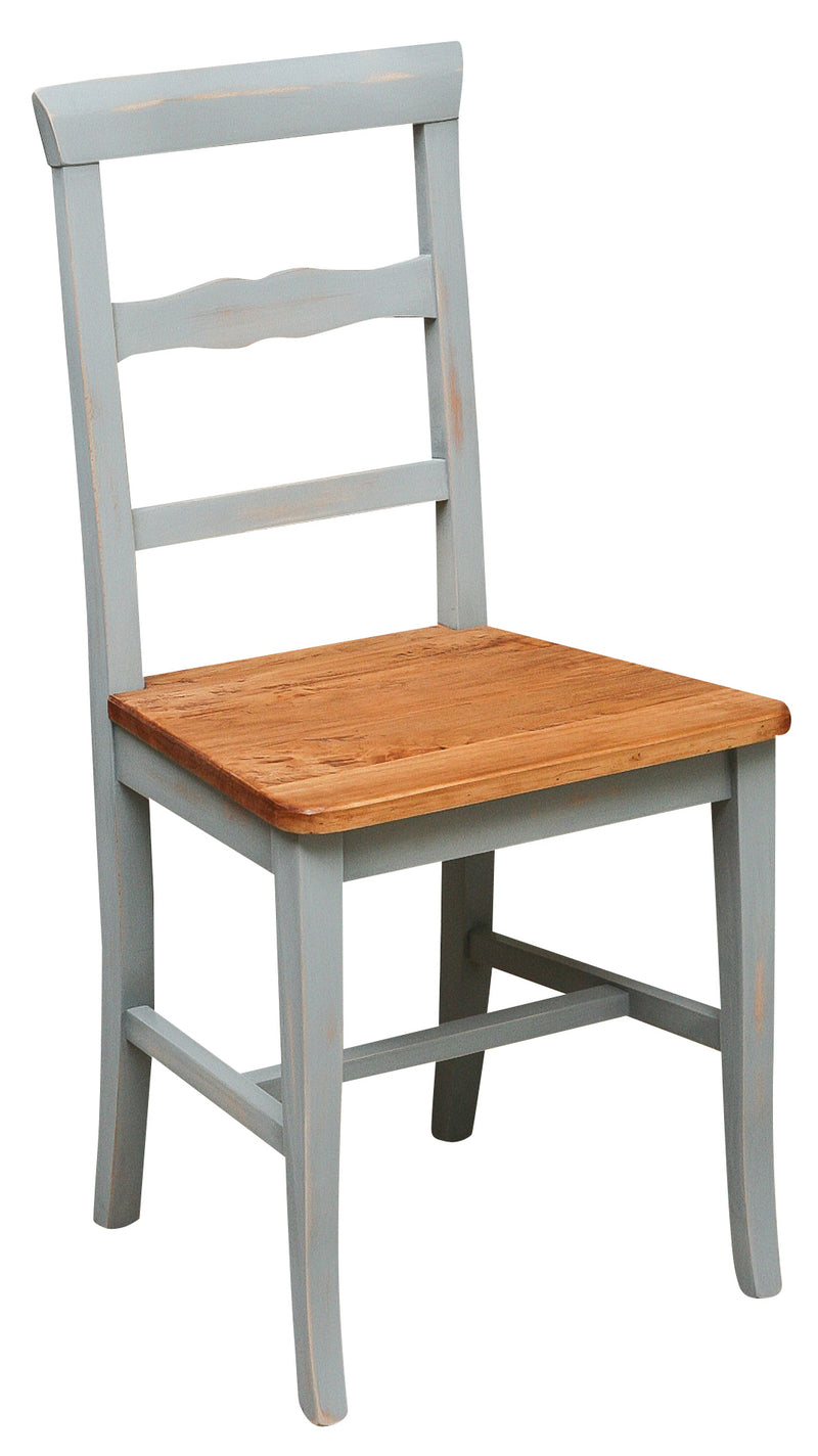 Biscottini Sedia Country con struttura in faggio grigia anticata e seduta in massello di tiglio naturale Made in Italy