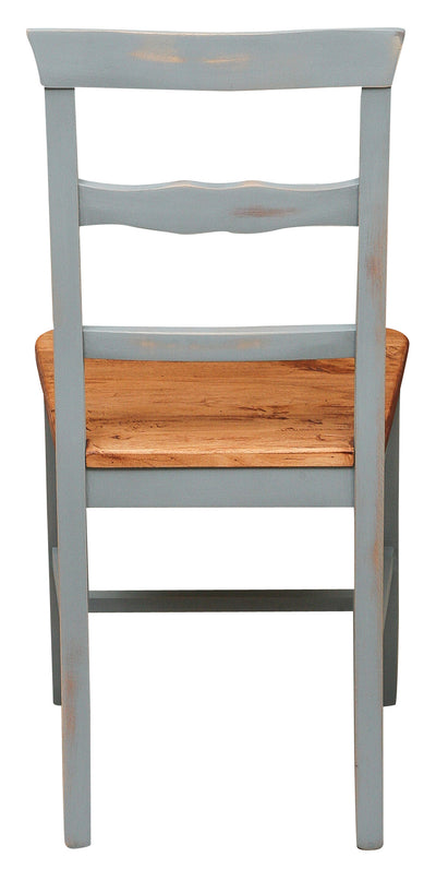 Biscottini Sedia Country con struttura in faggio grigia anticata e seduta in massello di tiglio naturale Made in Italy