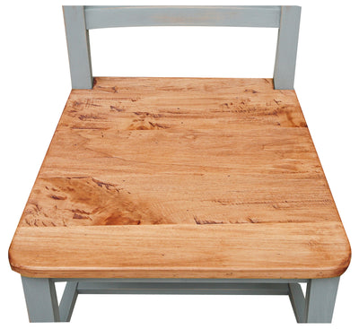 Biscottini Sedia Country con struttura in faggio grigia anticata e seduta in massello di tiglio naturale Made in Italy