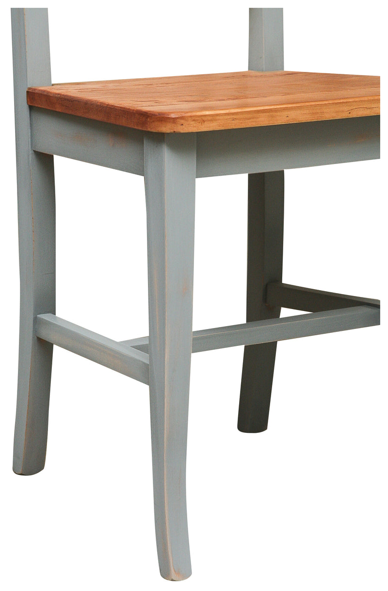 Biscottini Sedia Country con struttura in faggio grigia anticata e seduta in massello di tiglio naturale Made in Italy