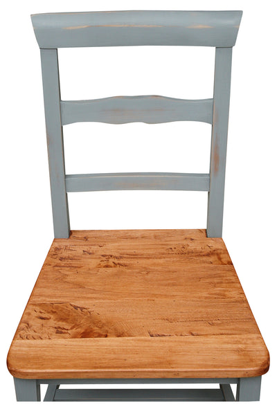 Biscottini Sedia Country con struttura in faggio grigia anticata e seduta in massello di tiglio naturale Made in Italy