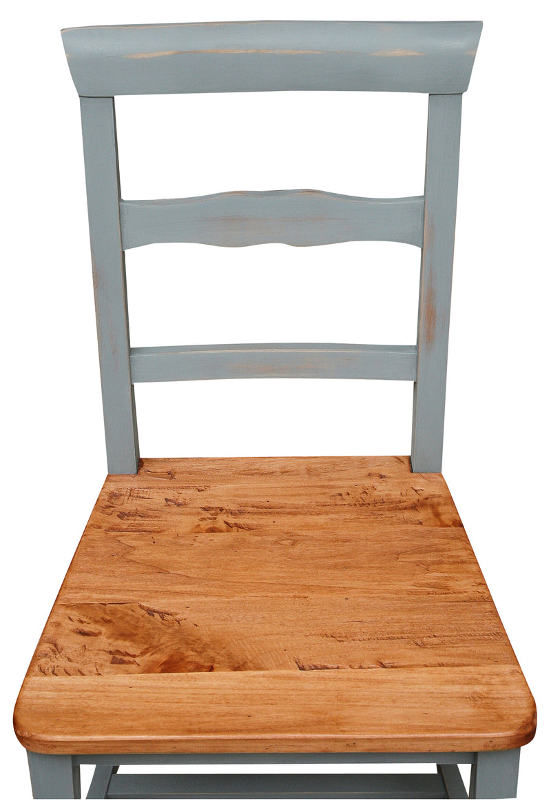 Biscottini Sedia Country con struttura in faggio grigia anticata e seduta in massello di tiglio naturale Made in Italy