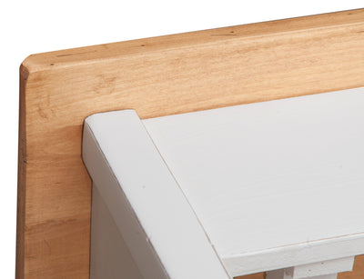 Biscottini Mobile porta tv Country in legno massello di tiglio struttura bianca anticata piano naturale Made in Italy