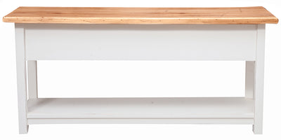 Biscottini Mobile porta tv Country in legno massello di tiglio struttura bianca anticata piano naturale Made in Italy