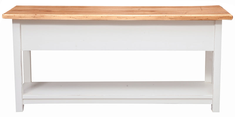 Biscottini Mobile porta tv Country in legno massello di tiglio struttura bianca anticata piano naturale Made in Italy