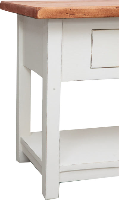 Biscottini Mobile porta tv Country in legno massello di tiglio struttura bianca anticata piano naturale Made in Italy