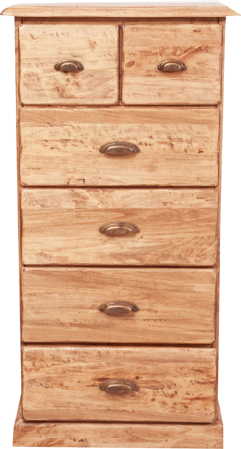 Biscottini Cassettiera Country in legno massello di tiglio finitura naturale L63xPR41xH120 cm. Made in Italy