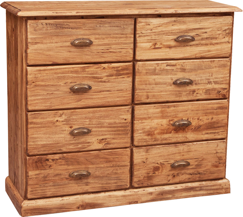 Biscottini Cassettiera Country in legno massello di tiglio finitura naturale L116xPR41xH100 cm. Made in Italy