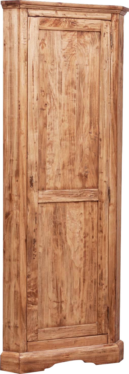 Biscottini Angoliera Country in legno massello di tiglio finitura naturale L50xPR50xH184 cm. Made in Italy