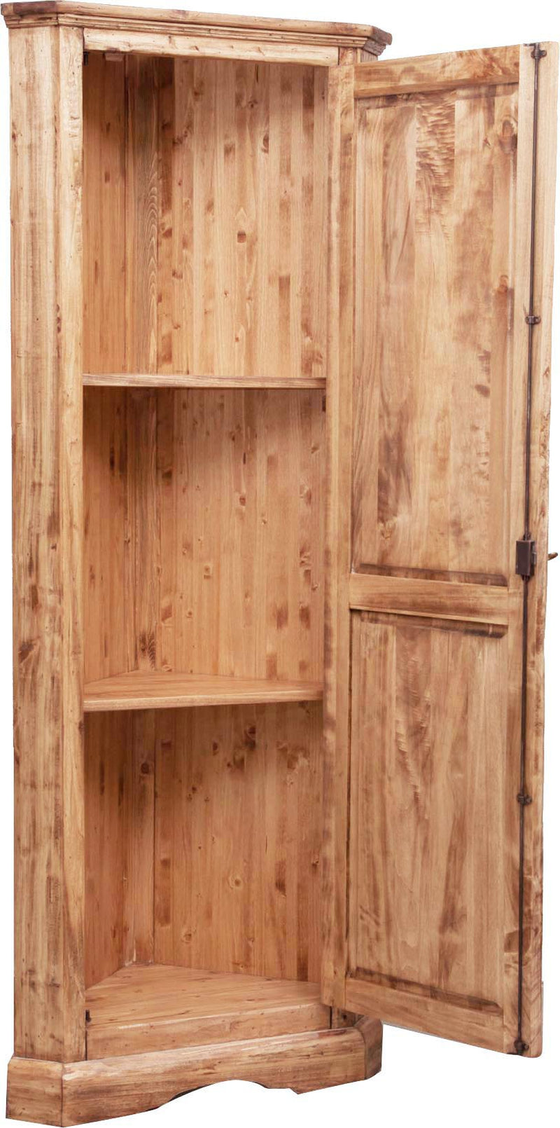 Biscottini Angoliera Country in legno massello di tiglio finitura naturale L50xPR50xH184 cm. Made in Italy