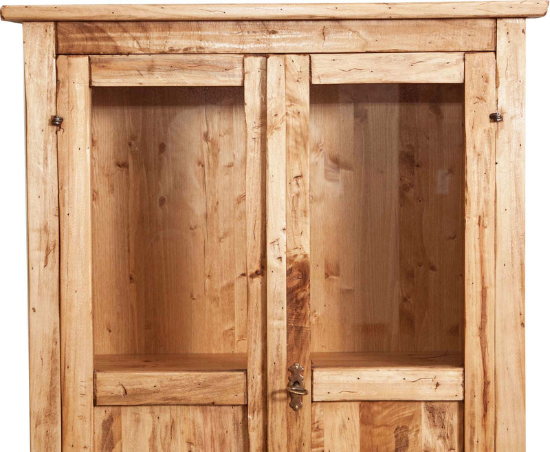 Biscottini Vetrinetta Country in legno massello di tiglio finitura naturale L68xPR25xH98 cm. Made in Italy