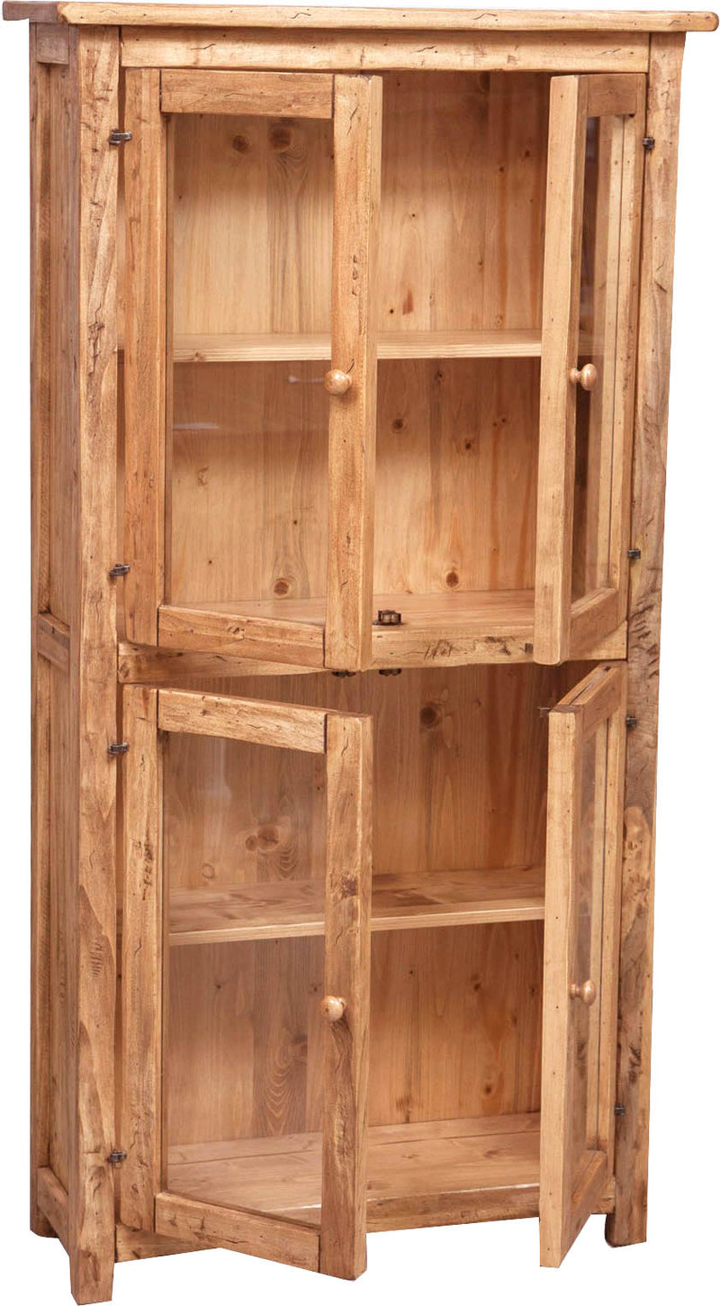 Biscottini Vetrina Country in legno massello di tiglio finitura naturale L68xPR25xH130 cm. Made in Italy