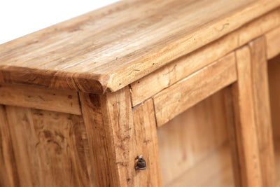 Biscottini Vetrina Country in legno massello di tiglio finitura naturale L68xPR25xH130 cm. Made in Italy