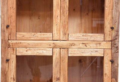 Biscottini Vetrina Country in legno massello di tiglio finitura naturale L68xPR25xH130 cm. Made in Italy