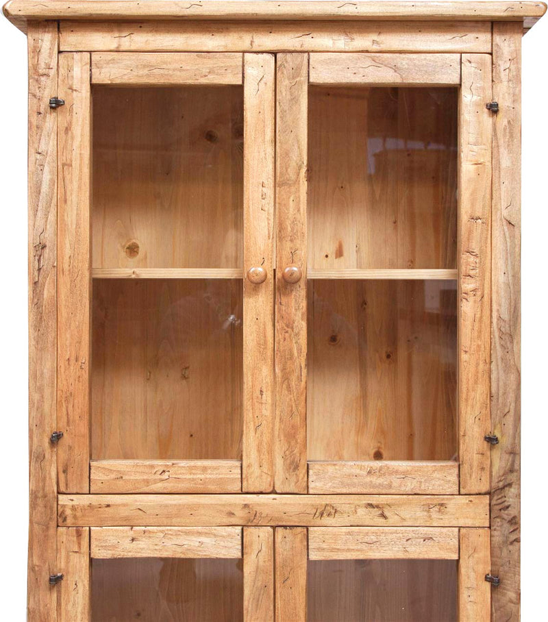 Biscottini Vetrina Country in legno massello di tiglio finitura naturale L68xPR25xH130 cm. Made in Italy