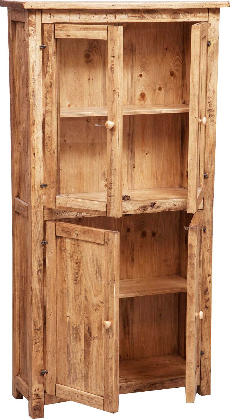 Biscottini Vetrina Credenza Country in legno massello di tiglio finitura naturale L68xPR25xH130 cm. Made in Italy