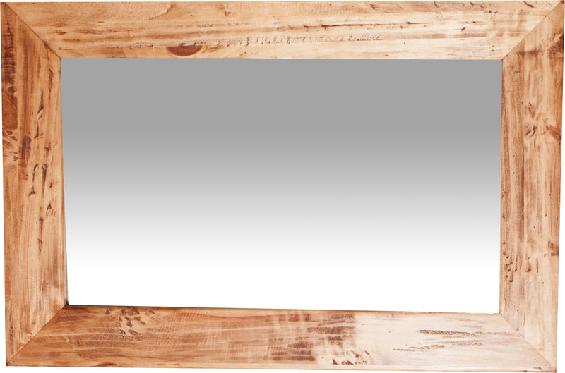 Biscottini Specchiera rettangolare a muro in legno massello di tiglio finitura naturale L60xPR3xH90 cm Made in Italy