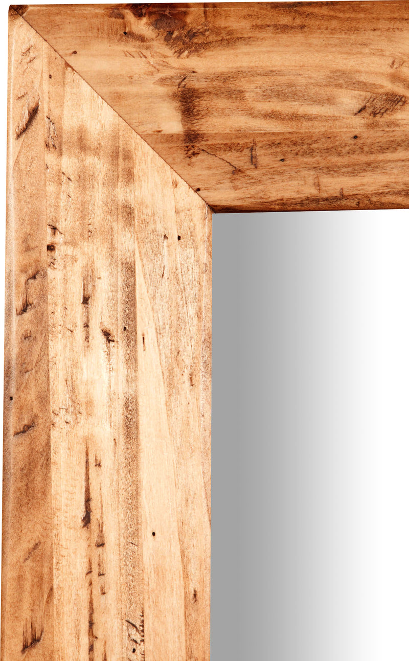 Biscottini Specchiera rettangolare a muro in legno massello di tiglio finitura naturale L60xPR3xH90 cm Made in Italy