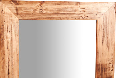 Biscottini Specchiera rettangolare a muro in legno massello di tiglio finitura naturale L60xPR3xH90 cm Made in Italy