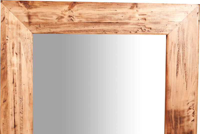 Biscottini Specchiera rettangolare a muro in legno massello di tiglio finitura naturale L60xPR3xH90 cm Made in Italy