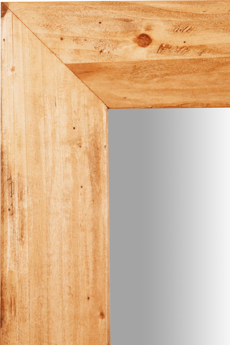 Biscottini Specchiera rettangolare a muro in legno massello di tiglio finitura naturale L90xPR3xH120 cm Made in Italy