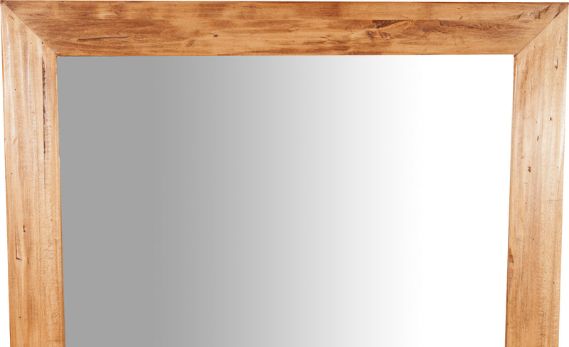 Biscottini Specchiera a muro rettangolare in legno massello di tiglio finitura naturale L100xPR3xH200 cm Made in Italy