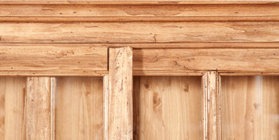 Biscottini Libreria vetrina con ante scorrevoli in legno massello di tiglio, finitura naturale L154xPR37xH212 cm. Made in Italy