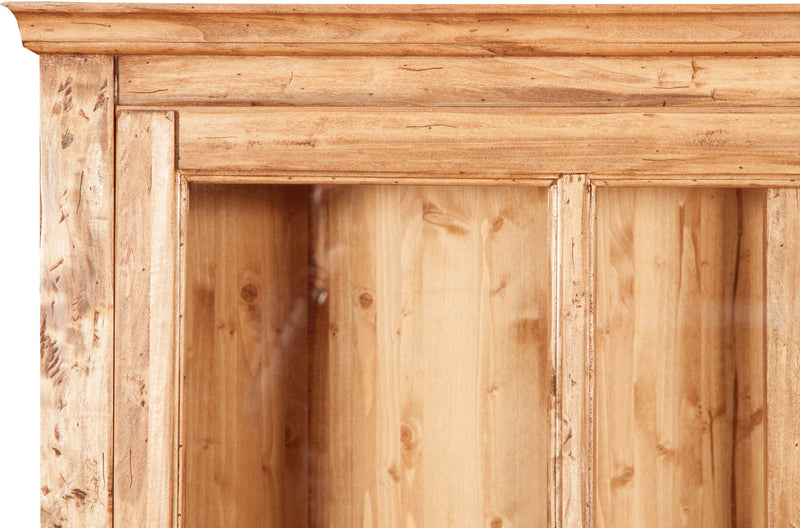 Biscottini Libreria vetrina con ante scorrevoli in legno massello di tiglio, finitura naturale L154xPR37xH212 cm. Made in Italy