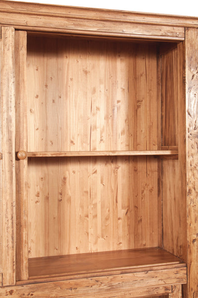 Biscottini Libreria vetrina con ante scorrevoli in legno massello di tiglio, finitura naturale L154xPR37xH212 cm. Made in Italy