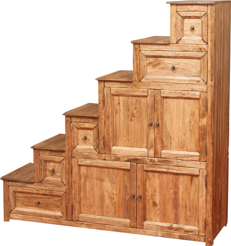 Biscottini Mobile cassettiera a scala Country in legno massello di tiglio finitura naturale - D Made in Italy