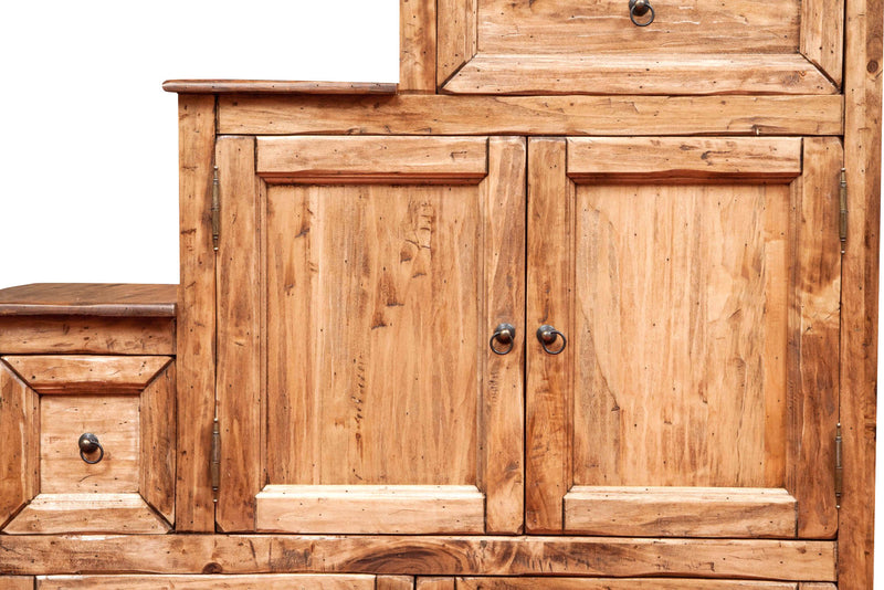 Biscottini Mobile cassettiera a scala Country in legno massello di tiglio finitura naturale - D Made in Italy