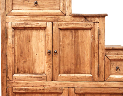 Biscottini Mobile cassettiera a scala Country in legno massello di tiglio finitura naturale - S Made in Italy