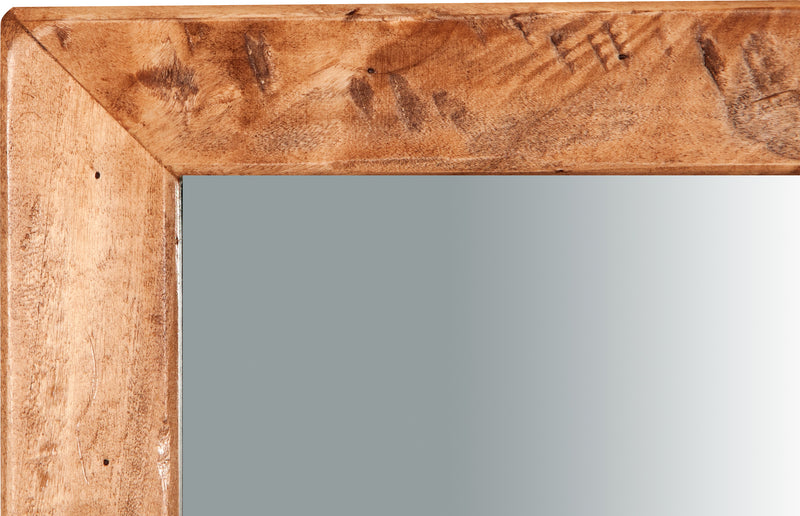 Biscottini Specchiera rettangolare da muro in legno massello di tiglio finitura naturale L37xPR3xH80 cm Made in Italy