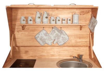 Biscottini Credenza cucina in legno massello di tiglio finitura naturale L130xPR60xH115 cm. Made in Italy